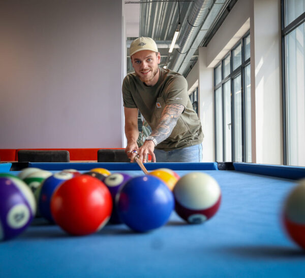 Bjorn Bij Pooltafel Op Hypd Kantoor